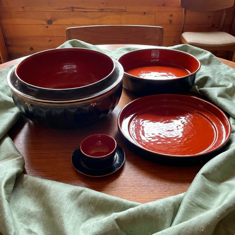 Lacquered Style Nesting Dinnerware Set