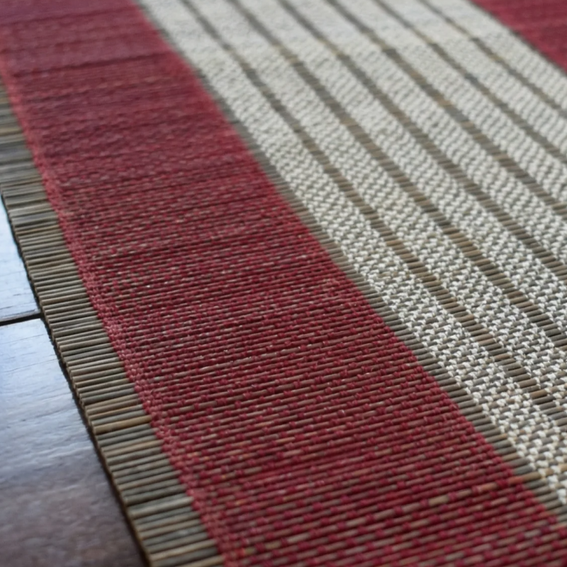 Rustic Red &amp; Beige Table Runner