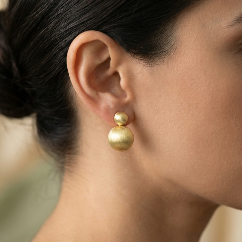 Artisan 18K Gold Plated Double Ball Earrings